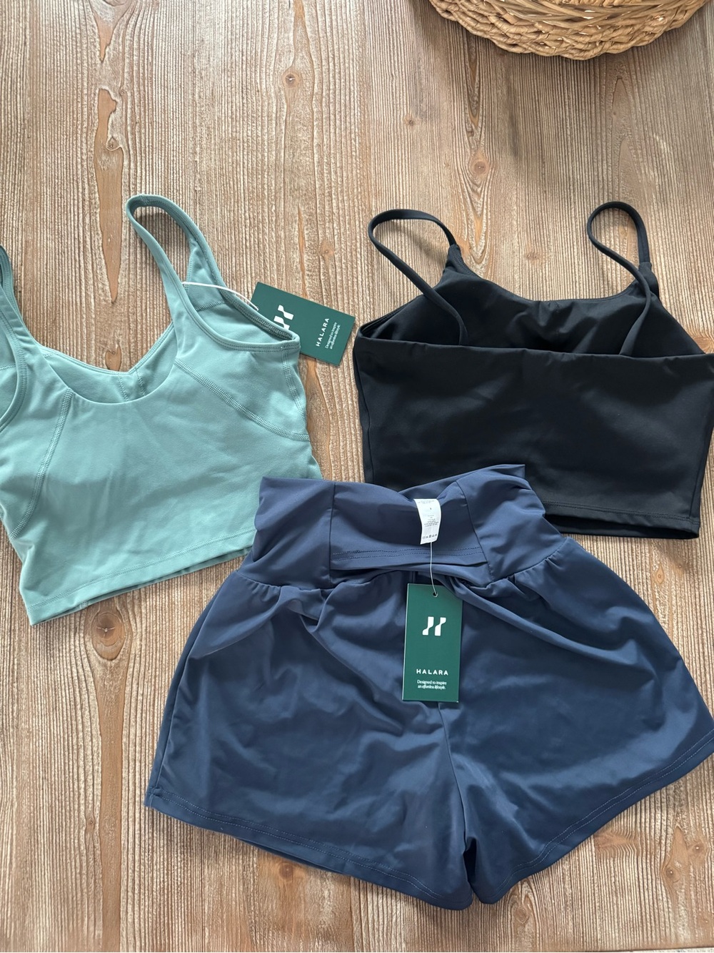 HALARA Bundle with Black Top  & Navy Athletic Shorts & Mint Green Top - Picture 2 of 12
